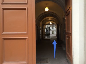 2) Through the main gate
